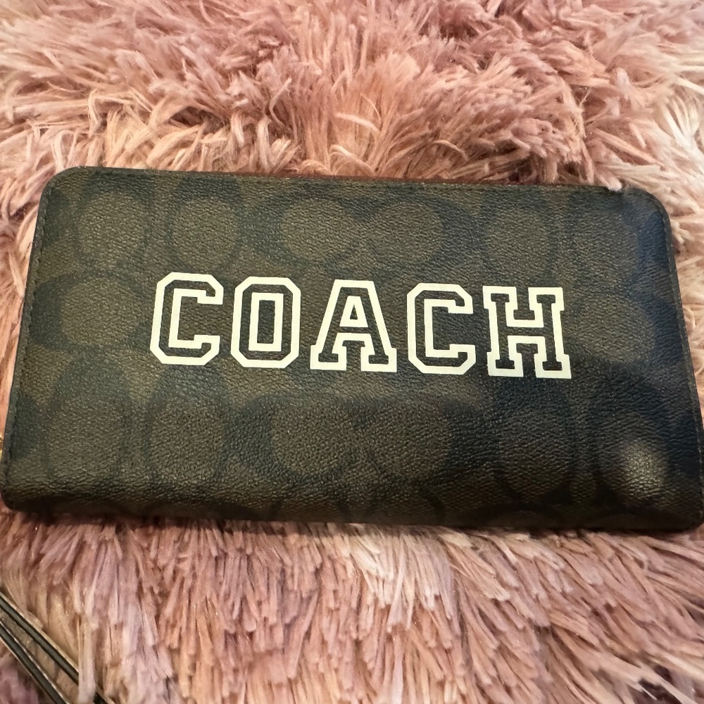 Long Zip Around Wallet In Signature Canvas With Varsity Motif
